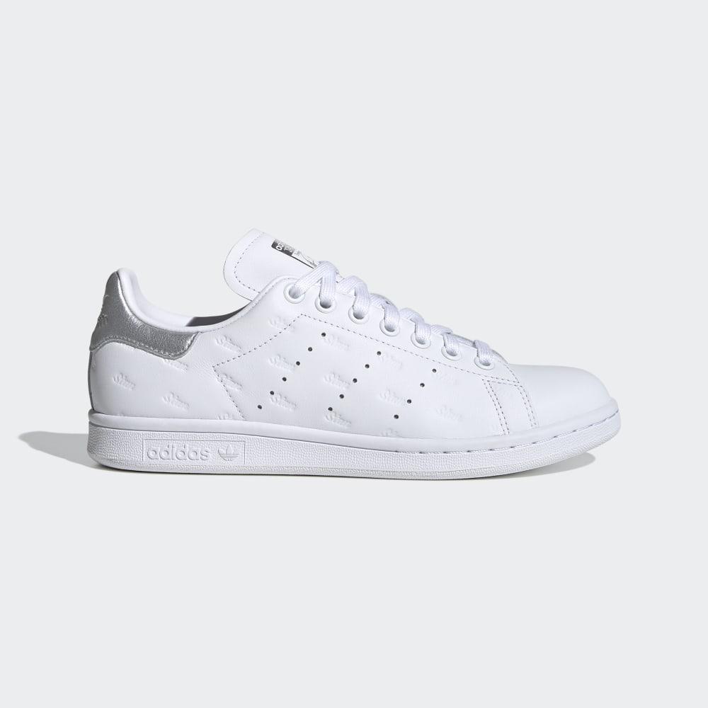 Adidas Women's Stan Smith Originals Shoes White/Silver Metal Ireland EF6854